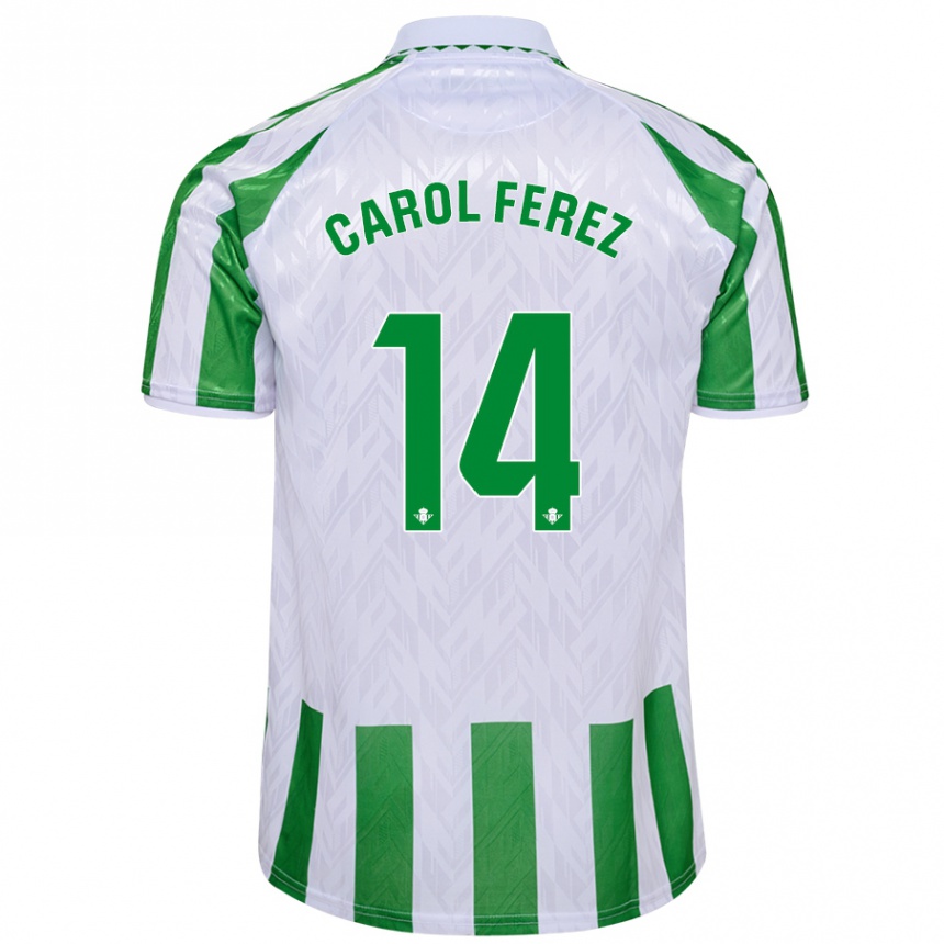 Enfant Football Maillot Carolina Férez Méndez #14 Rayures Vertes Et Blanches Tenues Domicile 2024/25