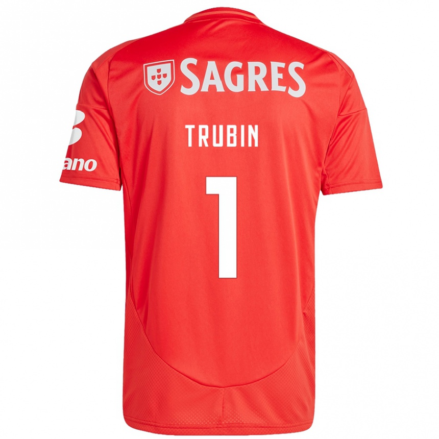 Enfant Football Maillot Anatoliy Trubin #1 Rouge Blanc Tenues Domicile 2024/25