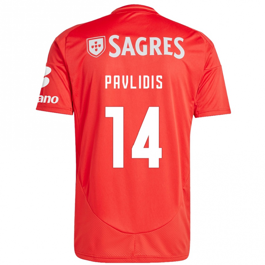 Enfant Football Maillot Vangelis Pavlidis #14 Rouge Blanc Tenues Domicile 2024/25