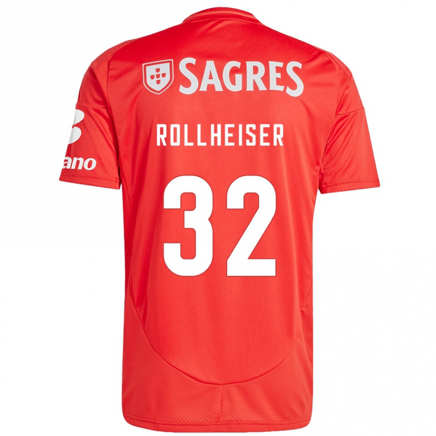 Enfant Football Maillot Benjamín Rollheiser #32 Rouge Blanc Tenues Domicile 2024/25