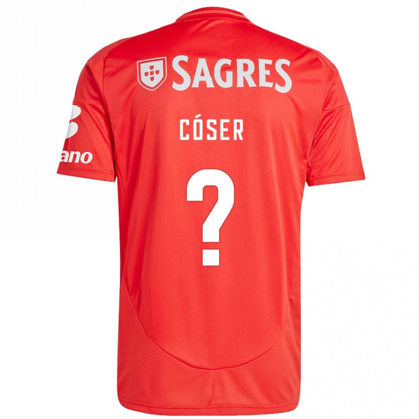 Enfant Football Maillot Tiago Cóser #0 Rouge Blanc Tenues Domicile 2024/25