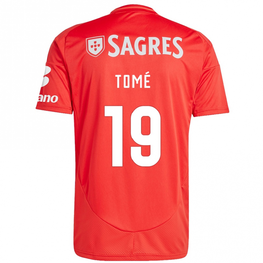 Enfant Football Maillot Olivio Tomé #19 Rouge Blanc Tenues Domicile 2024/25