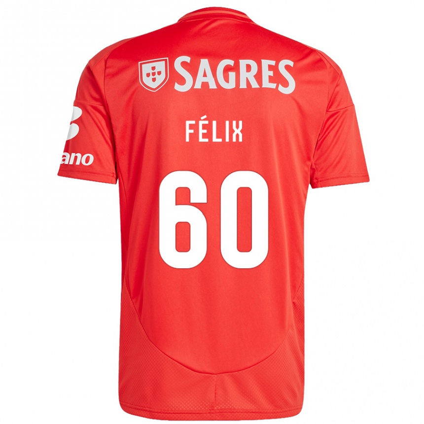 Enfant Football Maillot Nuno Félix #60 Rouge Blanc Tenues Domicile 2024/25