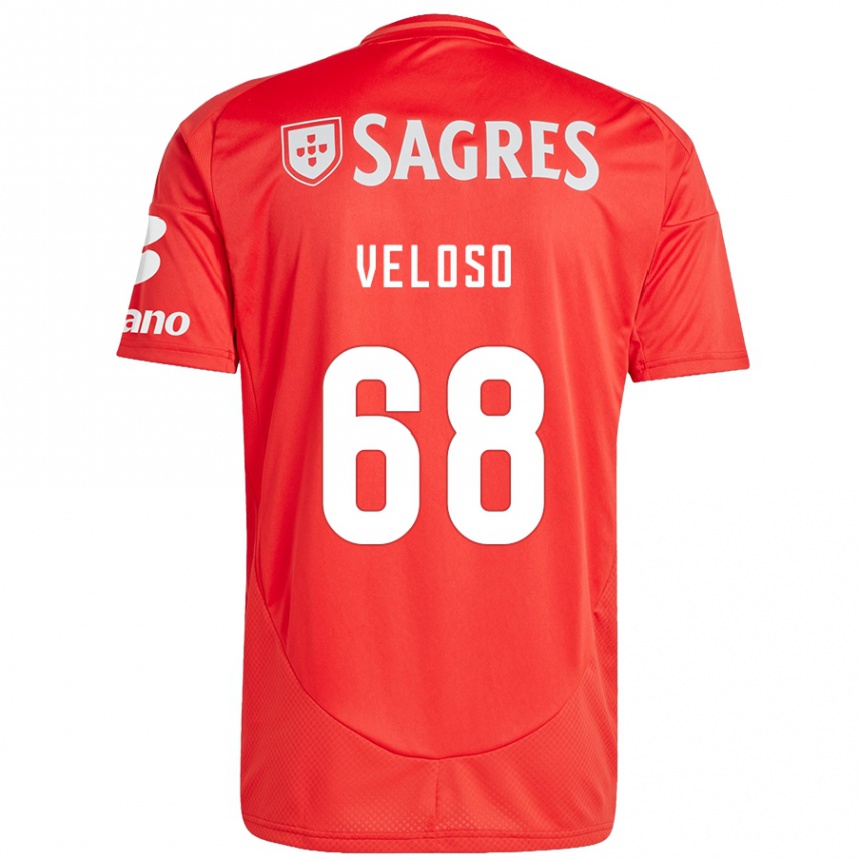 Enfant Football Maillot João Veloso #68 Rouge Blanc Tenues Domicile 2024/25