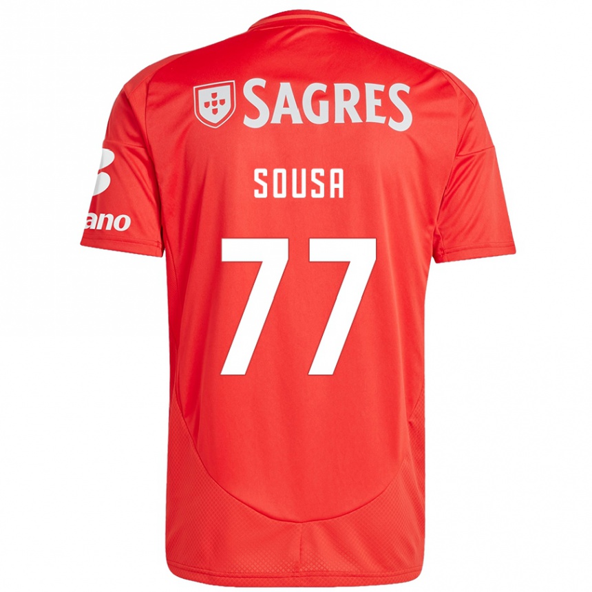 Enfant Football Maillot Gerson Sousa #77 Rouge Blanc Tenues Domicile 2024/25