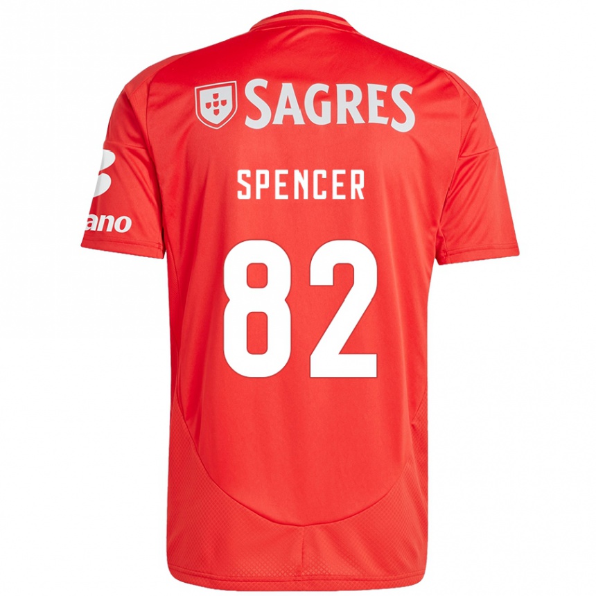 Enfant Football Maillot Diogo Spencer #82 Rouge Blanc Tenues Domicile 2024/25