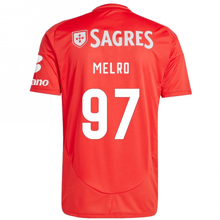 Enfant Football Maillot José Melro #97 Rouge Blanc Tenues Domicile 2024/25