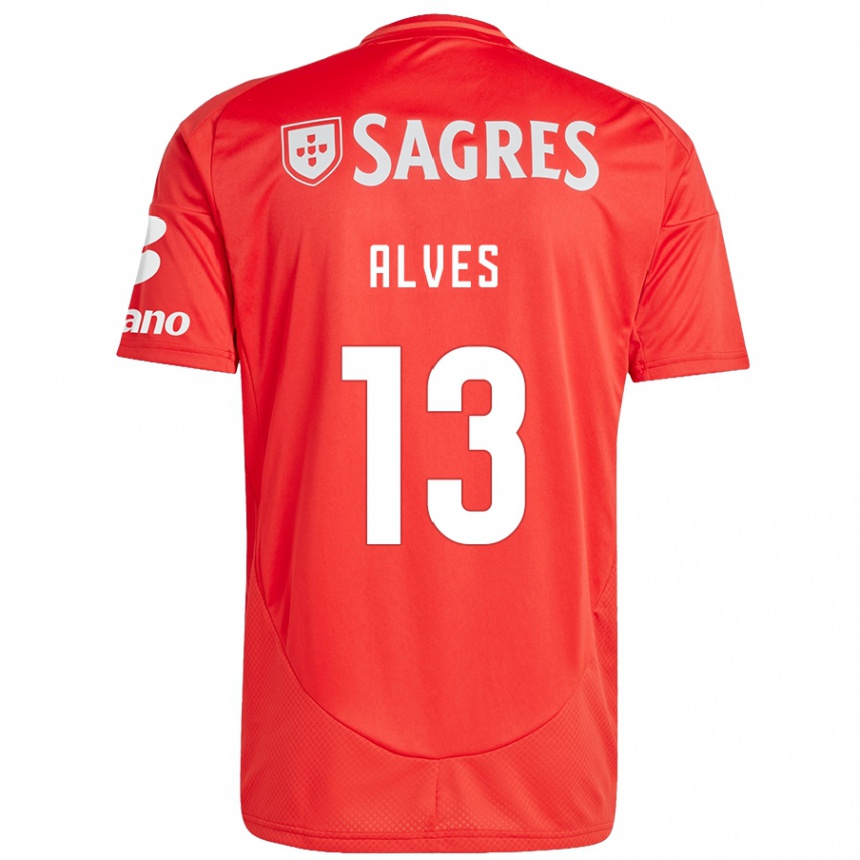 Enfant Football Maillot Lucia Alves #13 Rouge Blanc Tenues Domicile 2024/25