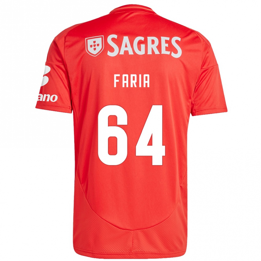 Enfant Football Maillot Hugo Faria #64 Rouge Blanc Tenues Domicile 2024/25