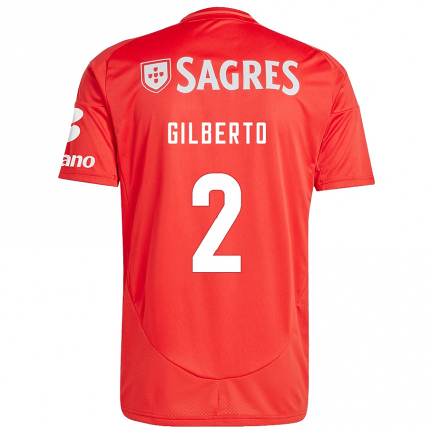 Enfant Football Maillot Gilberto #2 Rouge Blanc Tenues Domicile 2024/25