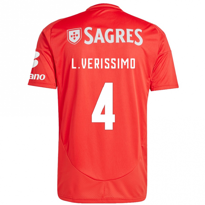 Enfant Football Maillot Lucas Verissimo #4 Rouge Blanc Tenues Domicile 2024/25