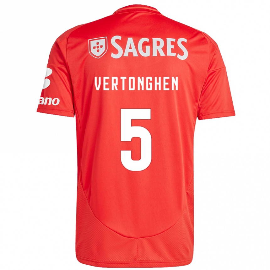 Enfant Football Maillot Jan Vertonghen #5 Rouge Blanc Tenues Domicile 2024/25