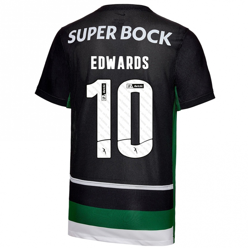 Enfant Football Maillot Marcus Edwards #10 Noir Blanc Vert Tenues Domicile 2024/25