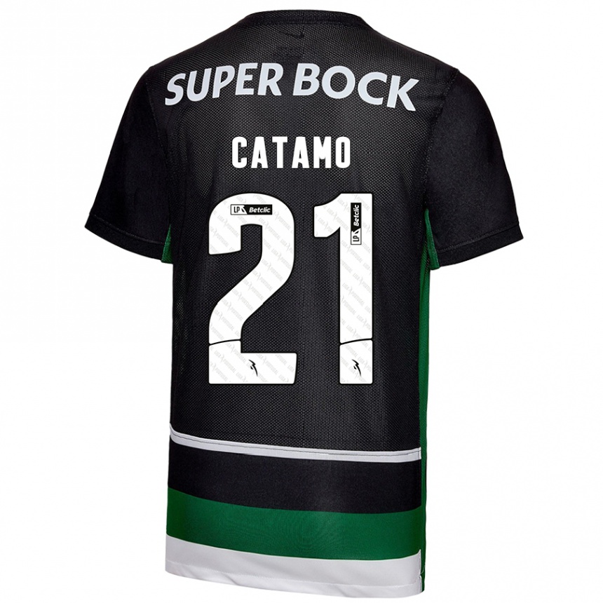 Enfant Football Maillot Geny Catamo #21 Noir Blanc Vert Tenues Domicile 2024/25