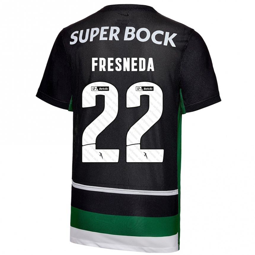 Enfant Football Maillot Iván Fresneda #22 Noir Blanc Vert Tenues Domicile 2024/25