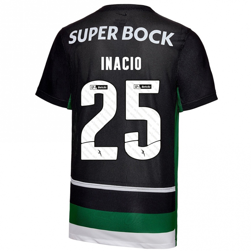 Enfant Football Maillot Gonçalo Inácio #25 Noir Blanc Vert Tenues Domicile 2024/25