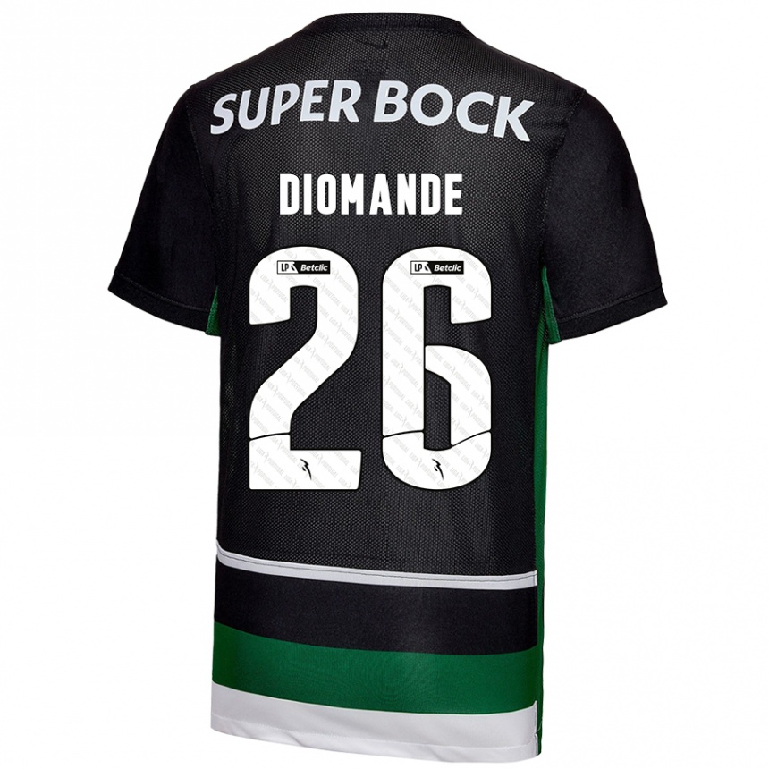 Enfant Football Maillot Ousmane Diomande #26 Noir Blanc Vert Tenues Domicile 2024/25