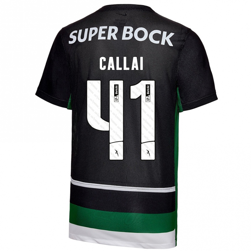 Enfant Football Maillot Diego Callai #41 Noir Blanc Vert Tenues Domicile 2024/25