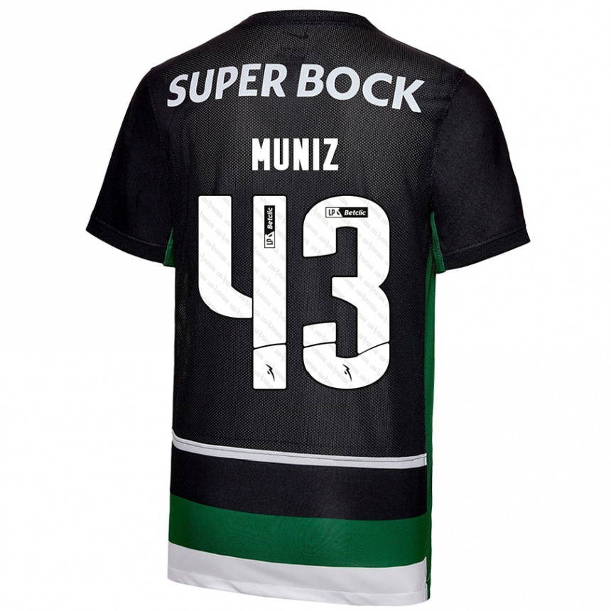 Enfant Football Maillot João Muniz #43 Noir Blanc Vert Tenues Domicile 2024/25