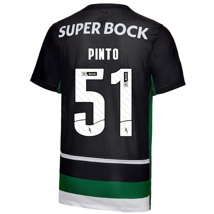 Enfant Football Maillot Diogo Pinto #51 Noir Blanc Vert Tenues Domicile 2024/25