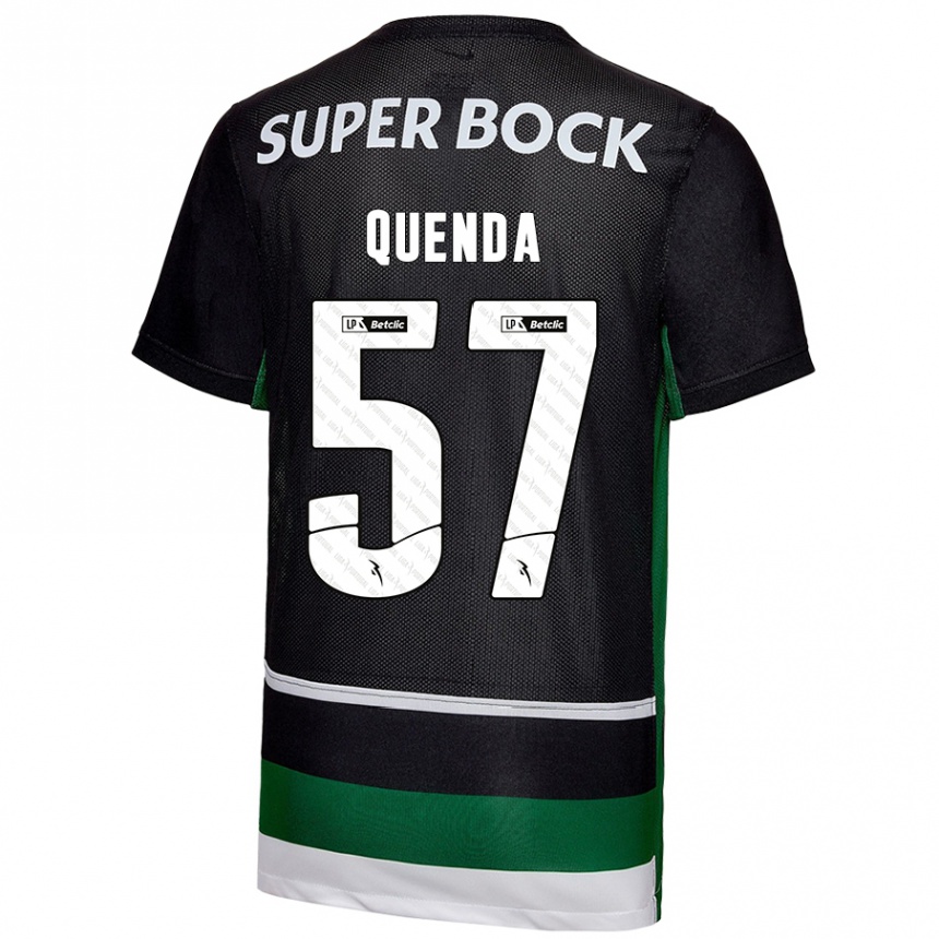 Enfant Football Maillot Geovany Quenda #57 Noir Blanc Vert Tenues Domicile 2024/25