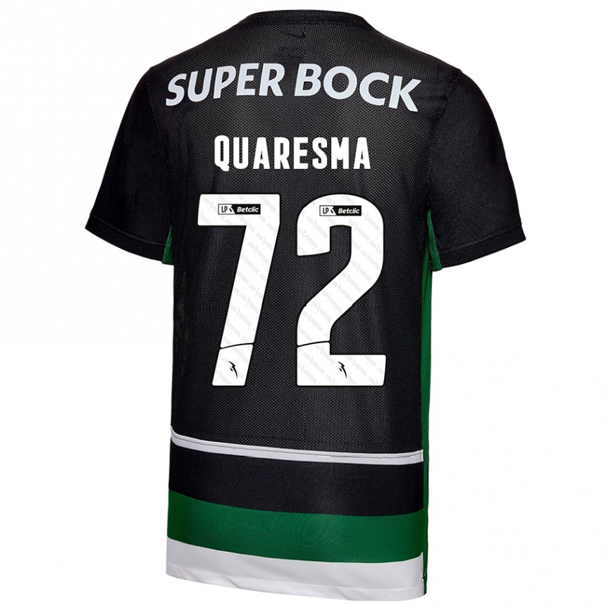 Enfant Football Maillot Eduardo Quaresma #72 Noir Blanc Vert Tenues Domicile 2024/25