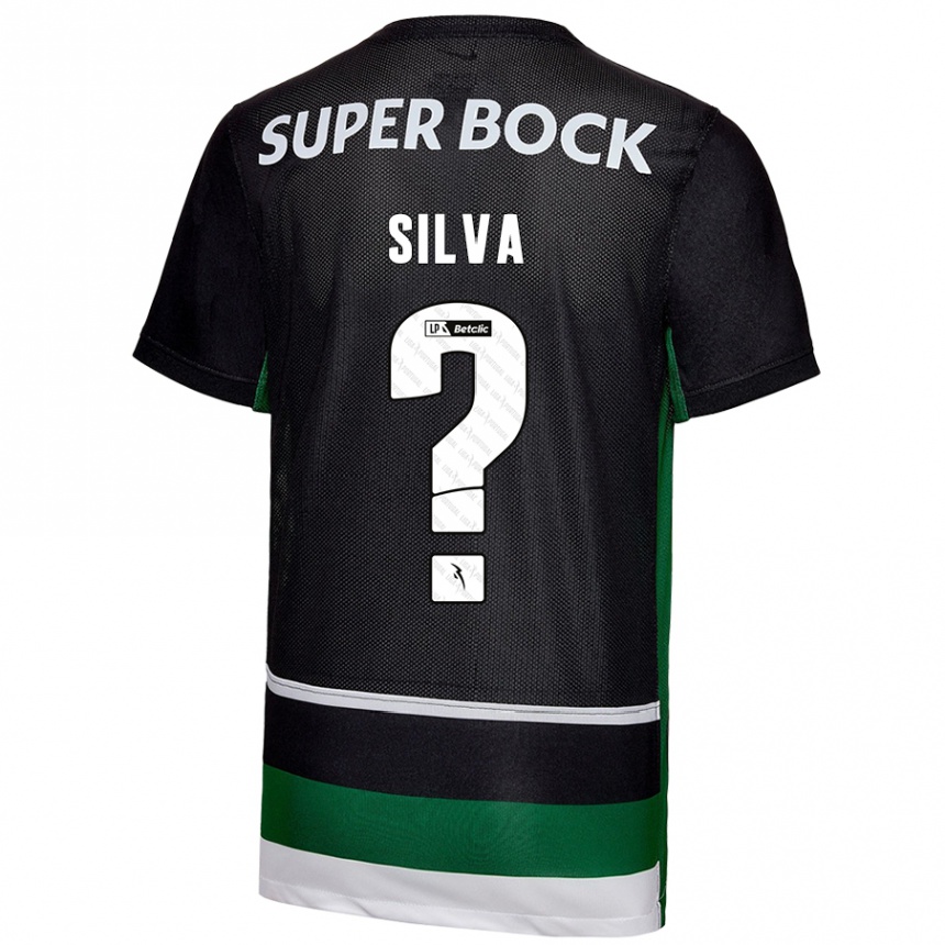 Enfant Football Maillot Francisco Silva #0 Noir Blanc Vert Tenues Domicile 2024/25