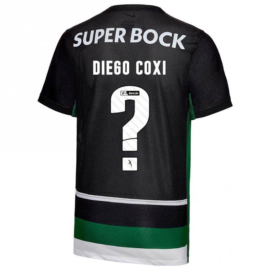 Enfant Football Maillot Diego Coxi #0 Noir Blanc Vert Tenues Domicile 2024/25