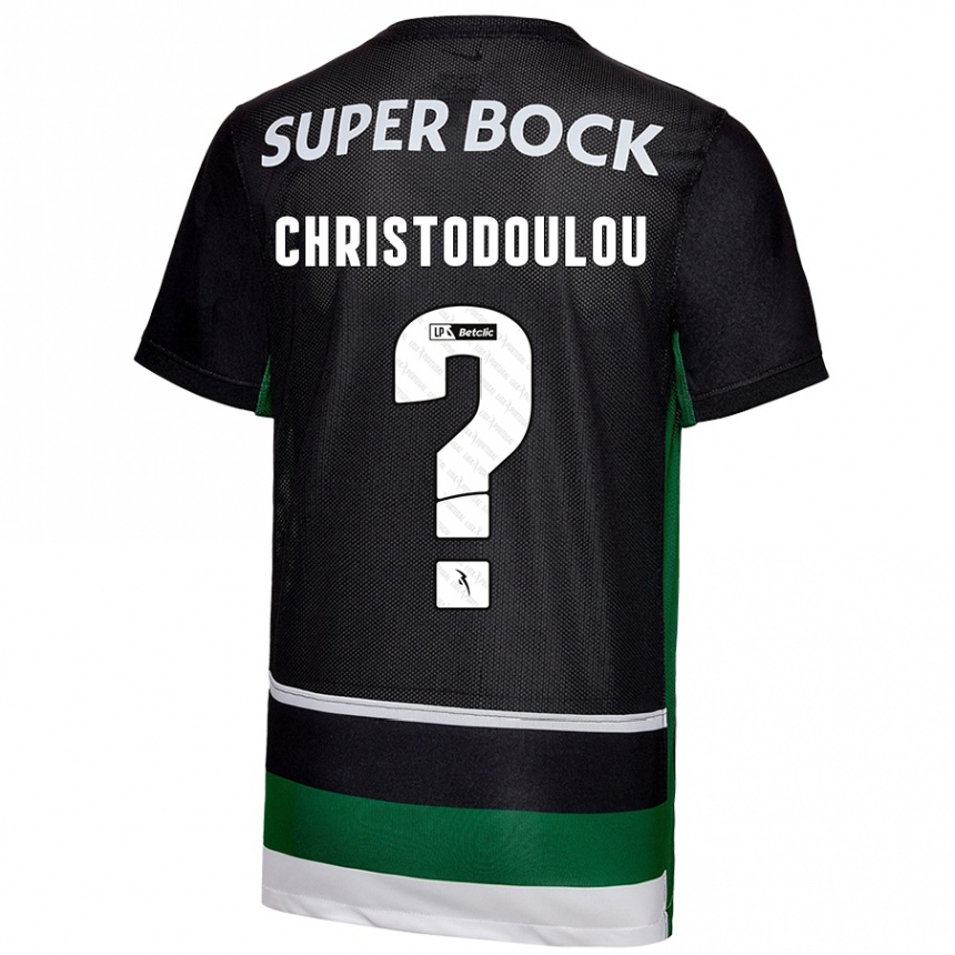 Enfant Football Maillot Argyris Christodoulou #0 Noir Blanc Vert Tenues Domicile 2024/25