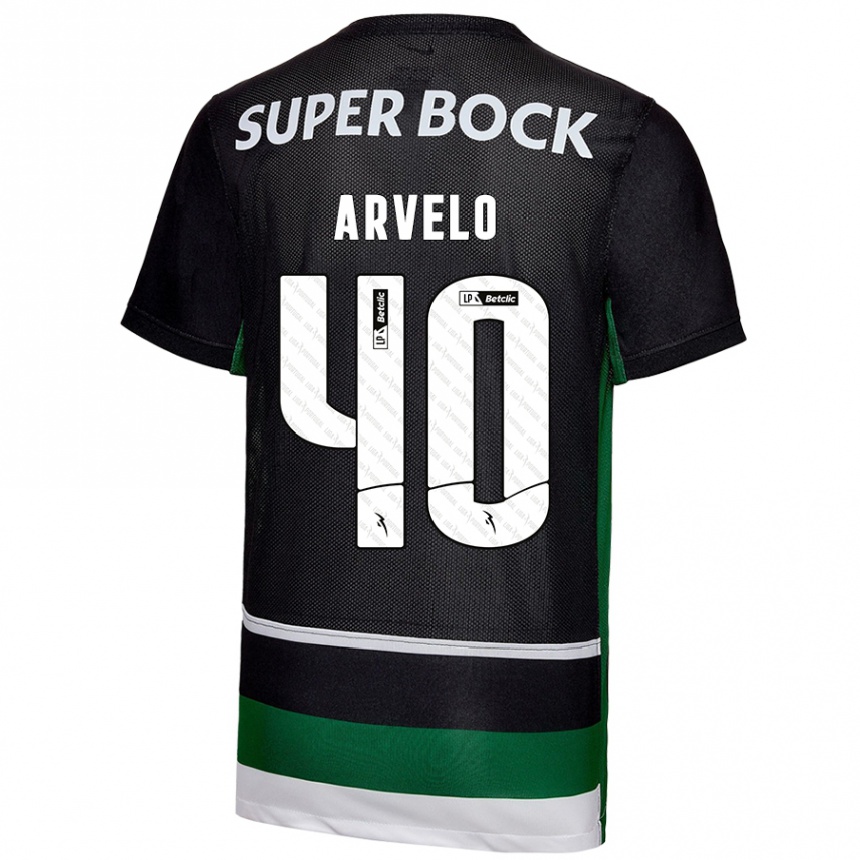 Enfant Football Maillot Adam Arvelo #40 Noir Blanc Vert Tenues Domicile 2024/25