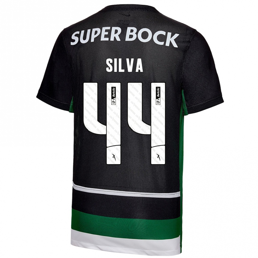 Enfant Football Maillot Pedro Silva #44 Noir Blanc Vert Tenues Domicile 2024/25