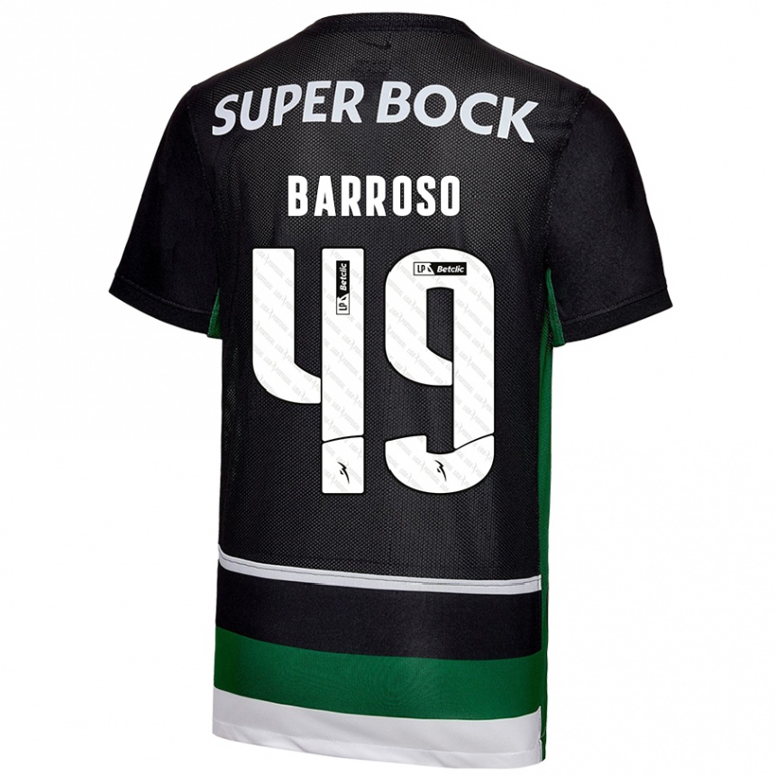 Enfant Football Maillot Leonardo Barroso #49 Noir Blanc Vert Tenues Domicile 2024/25