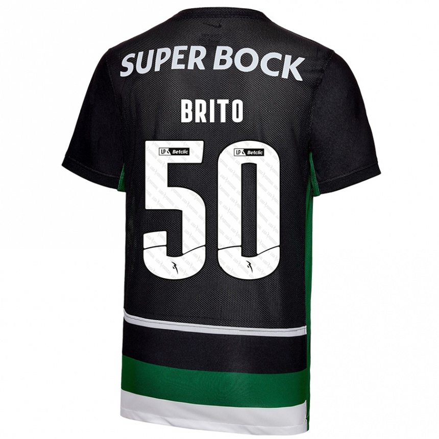 Enfant Football Maillot Alexandre Brito #50 Noir Blanc Vert Tenues Domicile 2024/25