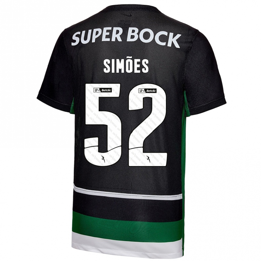 Enfant Football Maillot João Simões #52 Noir Blanc Vert Tenues Domicile 2024/25