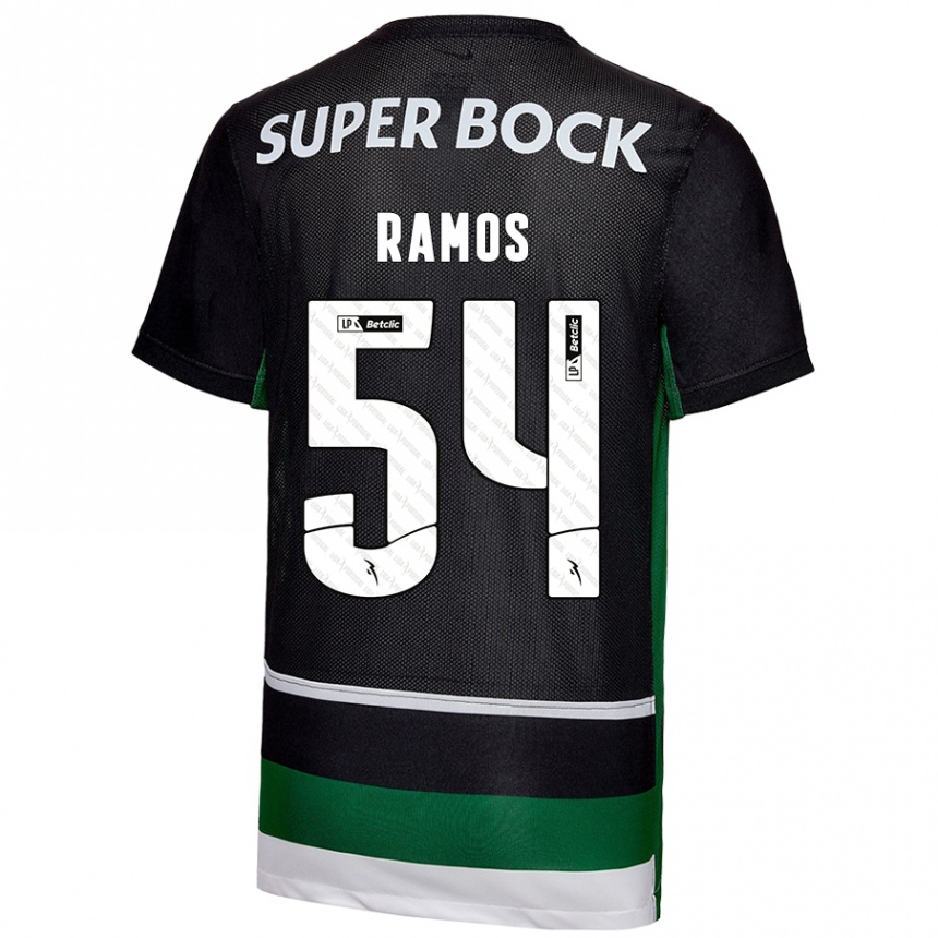 Enfant Football Maillot Bruno Ramos #54 Noir Blanc Vert Tenues Domicile 2024/25