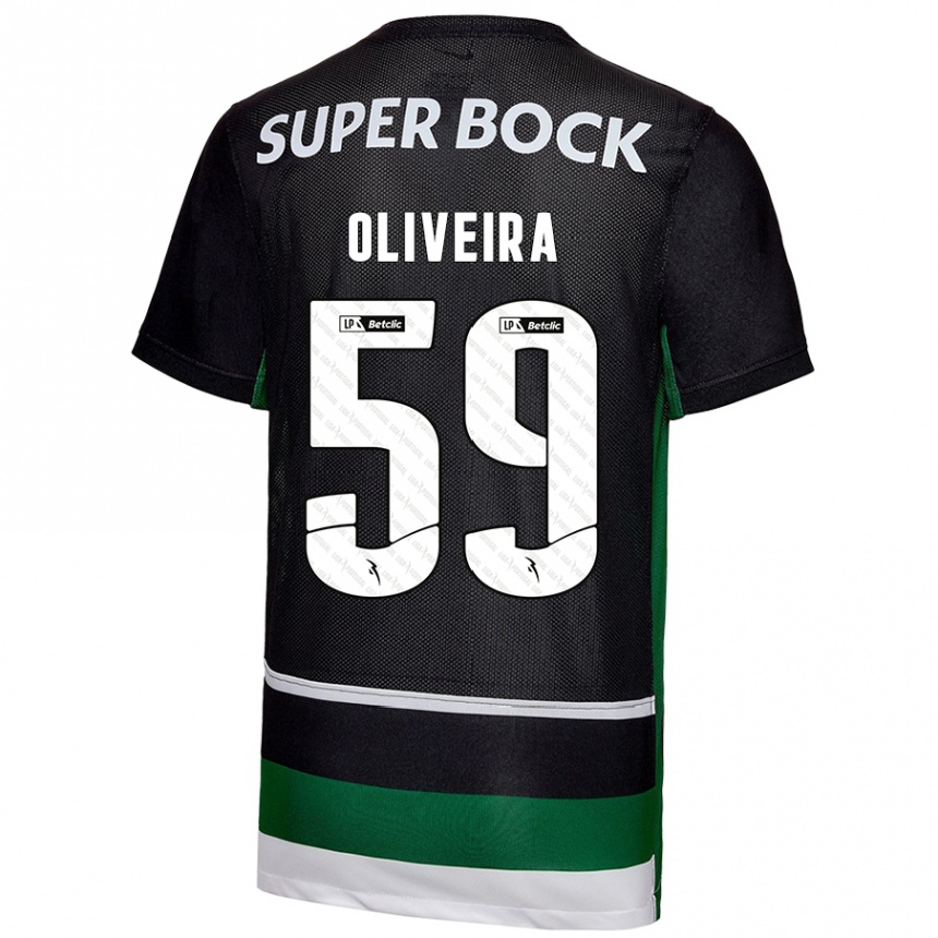 Enfant Football Maillot Kauã Oliveira #59 Noir Blanc Vert Tenues Domicile 2024/25