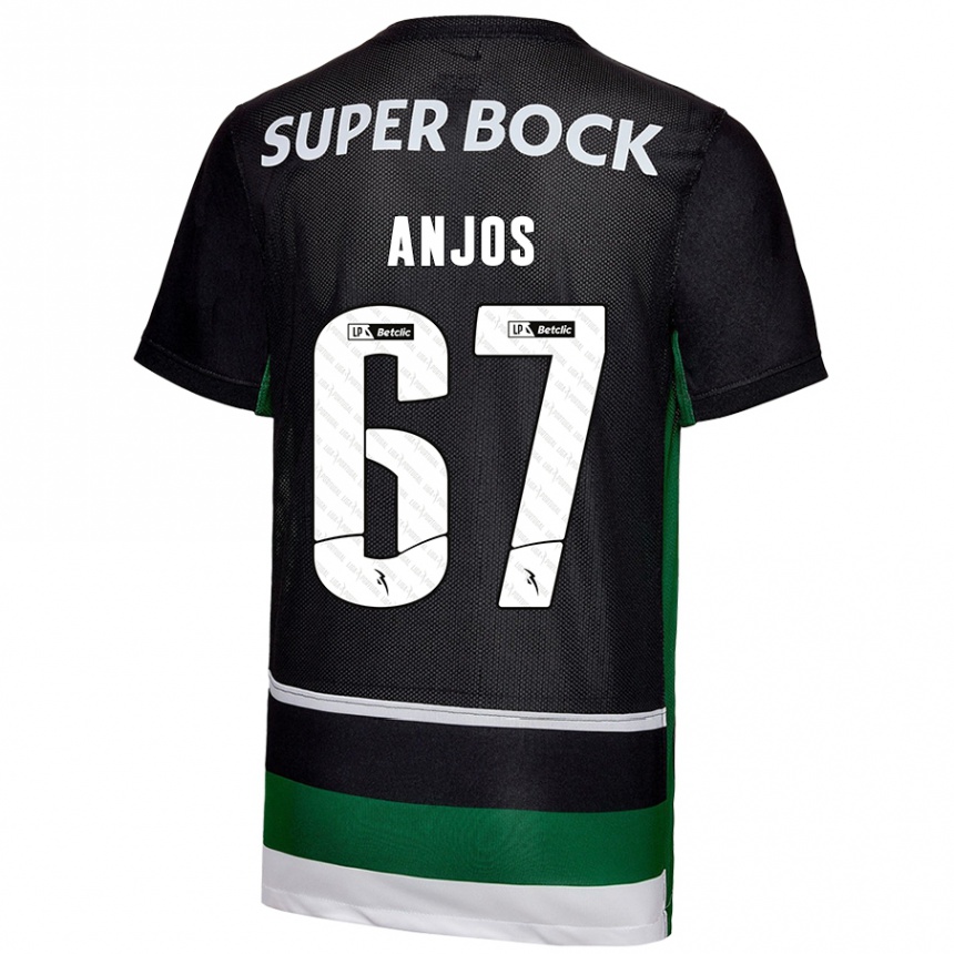 Enfant Football Maillot Lucas Anjos #67 Noir Blanc Vert Tenues Domicile 2024/25