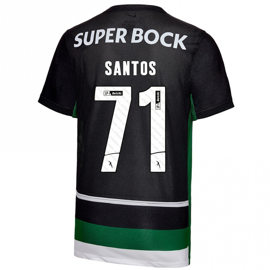 Enfant Football Maillot Denilson Santos #71 Noir Blanc Vert Tenues Domicile 2024/25