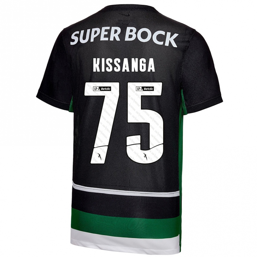 Enfant Football Maillot Manuel Kissanga #75 Noir Blanc Vert Tenues Domicile 2024/25