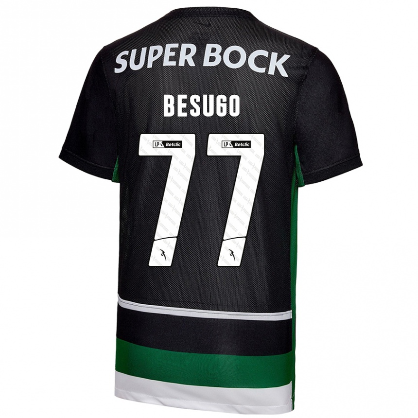 Enfant Football Maillot Rafael Besugo #77 Noir Blanc Vert Tenues Domicile 2024/25