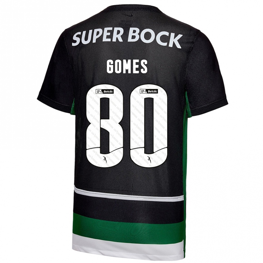 Enfant Football Maillot Luís Gomes #80 Noir Blanc Vert Tenues Domicile 2024/25