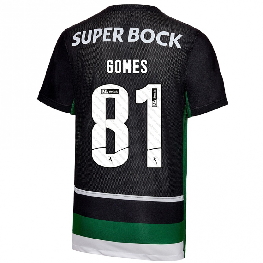 Enfant Football Maillot Salvador Gomes #81 Noir Blanc Vert Tenues Domicile 2024/25