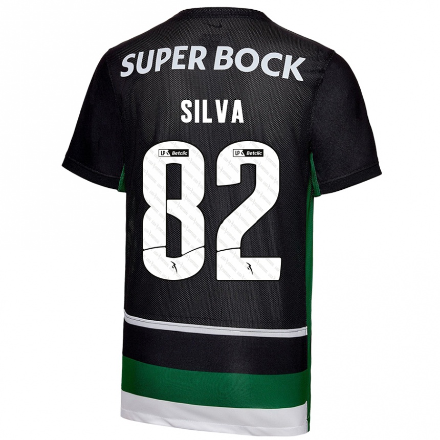 Enfant Football Maillot Gabriel Silva #82 Noir Blanc Vert Tenues Domicile 2024/25