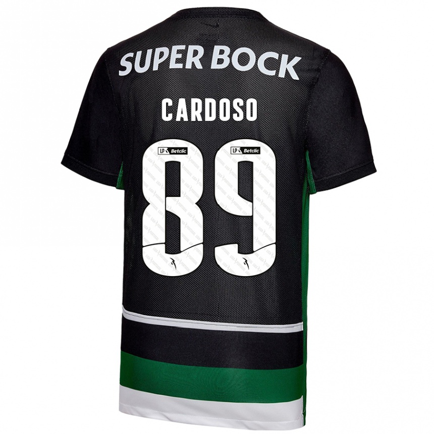 Enfant Football Maillot Nilton Cardoso #89 Noir Blanc Vert Tenues Domicile 2024/25