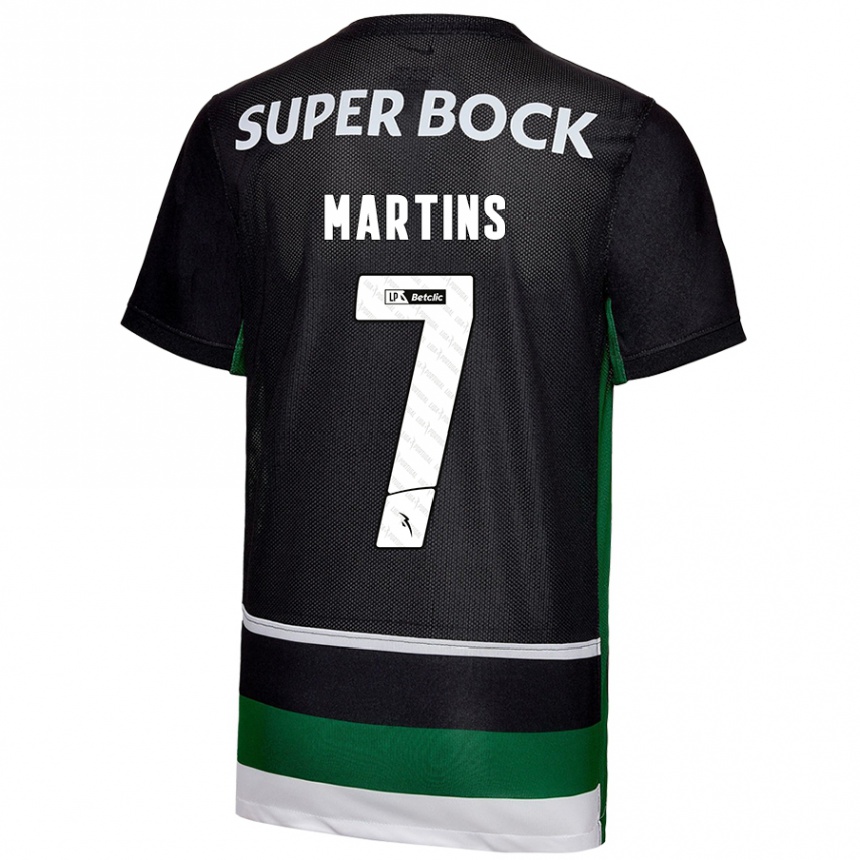 Enfant Football Maillot Joana David Carromeu Martins #7 Noir Blanc Vert Tenues Domicile 2024/25