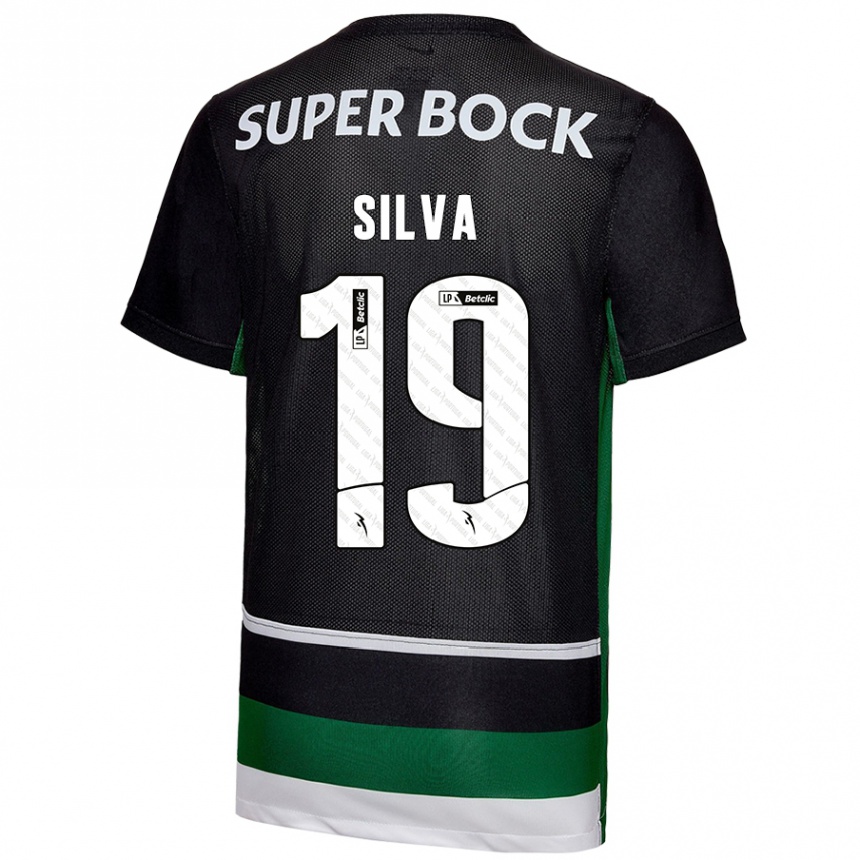 Enfant Football Maillot Diana Silva #19 Noir Blanc Vert Tenues Domicile 2024/25