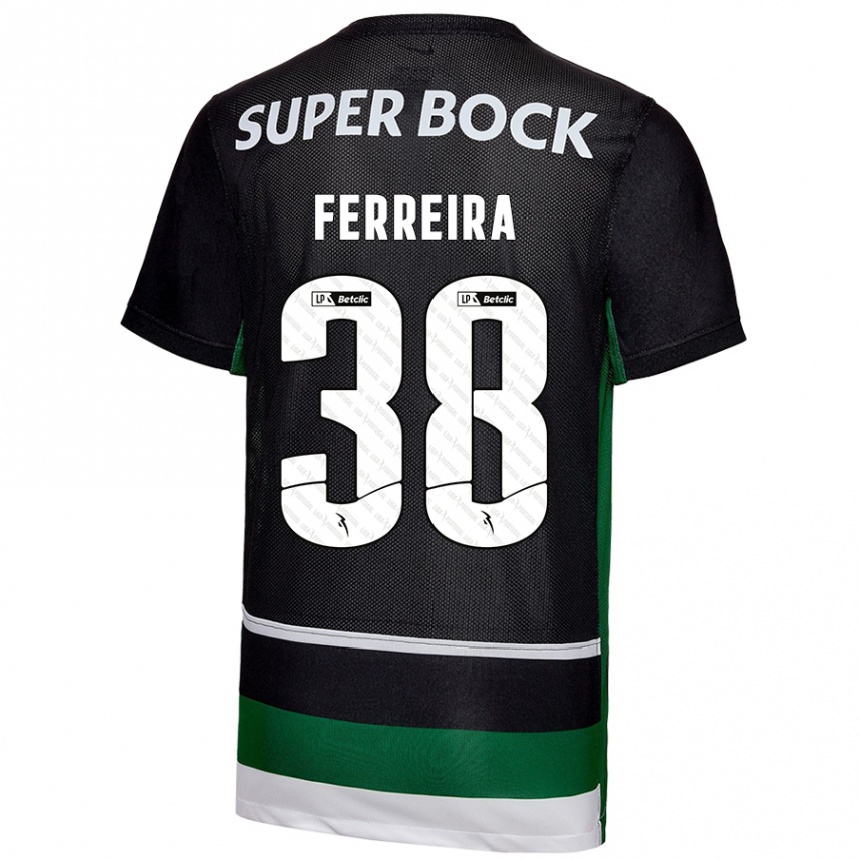 Enfant Football Maillot Marta Ferreira #38 Noir Blanc Vert Tenues Domicile 2024/25