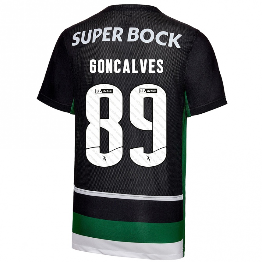 Enfant Football Maillot André Gonçalves #89 Noir Blanc Vert Tenues Domicile 2024/25