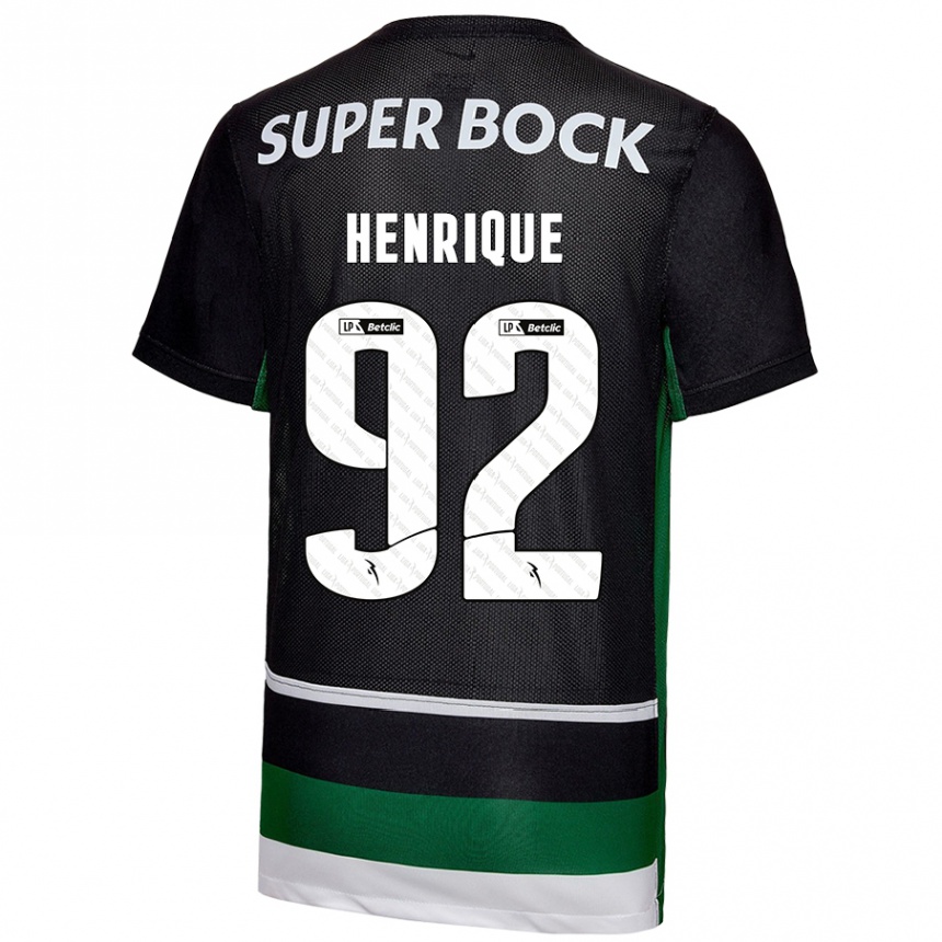 Enfant Football Maillot Eduardo Henrique #92 Noir Blanc Vert Tenues Domicile 2024/25