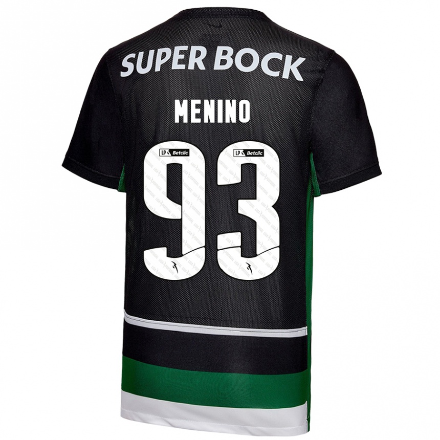 Enfant Football Maillot Miguel Menino #93 Noir Blanc Vert Tenues Domicile 2024/25